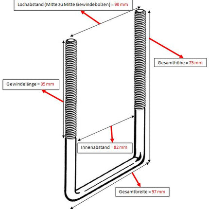 Kamei U-beugel set (4stuks) 90x90mm