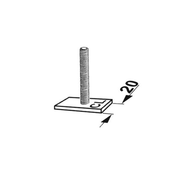 Kamei T-stukken 20mm - M8 schroefdraad - aanvullende set voor dakkoffers